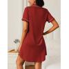 image:imageEkouaer Nightgowns for Women 2 Pack Button Down Sleepwear Short Sleeve Sleepshirts Soft Nightshirts Boyfriend Pajama DressBlackWine Red