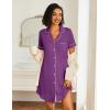 image:imageEkouaer Nightgowns for Women 2 Pack Button Down Sleepwear Short Sleeve Sleepshirts Soft Nightshirts Boyfriend Pajama DressBlackWineberry