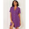 image:imageEkouaer Nightgowns for Women 2 Pack Button Down Sleepwear Short Sleeve Sleepshirts Soft Nightshirts Boyfriend Pajama DressBlackWineberry