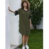 image:imageEkouaer Nightgowns for Women Cotton Night Gown Short Sleeve Sleepwear V Neck Color Block Sleep Shirts Ladies Night ShirtsAarmy Green