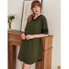 image:imageEkouaer Nightgowns for Women Cotton Night Gown Short Sleeve Sleepwear V Neck Color Block Sleep Shirts Ladies Night ShirtsAarmy Green