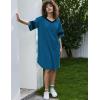 image:imageEkouaer Nightgowns for Women Cotton Night Gown Short Sleeve Sleepwear V Neck Color Block Sleep Shirts Ladies Night ShirtsAblue