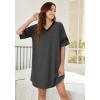 image:imageEkouaer Nightgowns for Women Cotton Night Gown Short Sleeve Sleepwear V Neck Color Block Sleep Shirts Ladies Night ShirtsAdark Grey