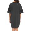 image:imageEkouaer Nightgowns for Women Cotton Night Gown Short Sleeve Sleepwear V Neck Color Block Sleep Shirts Ladies Night ShirtsAdark Grey