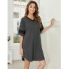 image:imageEkouaer Nightgowns for Women Cotton Night Gown Short Sleeve Sleepwear V Neck Color Block Sleep Shirts Ladies Night ShirtsAdark Grey