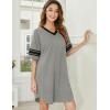 image:imageEkouaer Nightgowns for Women Cotton Night Gown Short Sleeve Sleepwear V Neck Color Block Sleep Shirts Ladies Night ShirtsAgrey