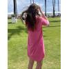 image:imageEkouaer Nightgowns for Women Cotton Night Gown Short Sleeve Sleepwear V Neck Color Block Sleep Shirts Ladies Night ShirtsAhot Pink