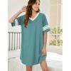 image:imageEkouaer Nightgowns for Women Cotton Night Gown Short Sleeve Sleepwear V Neck Color Block Sleep Shirts Ladies Night ShirtsAmint Green
