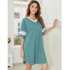 image:imageEkouaer Nightgowns for Women Cotton Night Gown Short Sleeve Sleepwear V Neck Color Block Sleep Shirts Ladies Night ShirtsAmint Green