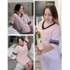 image:imageEkouaer Nightgowns for Women Cotton Night Gown Short Sleeve Sleepwear V Neck Color Block Sleep Shirts Ladies Night ShirtsApink