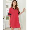 image:imageEkouaer Nightgowns for Women Cotton Night Gown Short Sleeve Sleepwear V Neck Color Block Sleep Shirts Ladies Night ShirtsAred