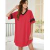 image:imageEkouaer Nightgowns for Women Cotton Night Gown Short Sleeve Sleepwear V Neck Color Block Sleep Shirts Ladies Night ShirtsAred