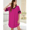 image:imageEkouaer Nightgowns for Women Cotton Night Gown Short Sleeve Sleepwear V Neck Color Block Sleep Shirts Ladies Night ShirtsArose Red