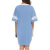 image:imageEkouaer Nightgowns for Women Cotton Night Gown Short Sleeve Sleepwear V Neck Color Block Sleep Shirts Ladies Night ShirtsAsky Blue