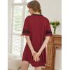 image:imageEkouaer Nightgowns for Women Cotton Night Gown Short Sleeve Sleepwear V Neck Color Block Sleep Shirts Ladies Night ShirtsAwine Red