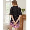 image:imageEkouaer Nightgowns for Women Cotton Night Gown Short Sleeve Sleepwear V Neck Color Block Sleep Shirts Ladies Night ShirtsBcherry Blossoms Black