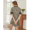 image:imageEkouaer Nightgowns for Women Cotton Night Gown Short Sleeve Sleepwear V Neck Color Block Sleep Shirts Ladies Night ShirtsBleopard