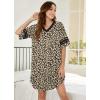 image:imageEkouaer Nightgowns for Women Cotton Night Gown Short Sleeve Sleepwear V Neck Color Block Sleep Shirts Ladies Night ShirtsBleopard