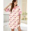 image:imageEkouaer Nightgowns for Women Cotton Night Gown Short Sleeve Sleepwear V Neck Color Block Sleep Shirts Ladies Night ShirtsBteddy