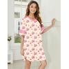 image:imageEkouaer Nightgowns for Women Cotton Night Gown Short Sleeve Sleepwear V Neck Color Block Sleep Shirts Ladies Night ShirtsBteddy
