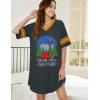 image:imageEkouaer Nightgowns for Women Cotton Night Gown Short Sleeve Sleepwear V Neck Color Block Sleep Shirts Ladies Night ShirtsCdream Grey