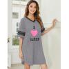 image:imageEkouaer Nightgowns for Women Cotton Night Gown Short Sleeve Sleepwear V Neck Color Block Sleep Shirts Ladies Night ShirtsCi Love Sleep Grey