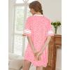 image:imageEkouaer Nightgowns for Women Cotton Night Gown Short Sleeve Sleepwear V Neck Color Block Sleep Shirts Ladies Night ShirtsCleopard Orange