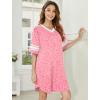image:imageEkouaer Nightgowns for Women Cotton Night Gown Short Sleeve Sleepwear V Neck Color Block Sleep Shirts Ladies Night ShirtsCleopard Orange