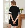 image:imageEkouaer Nightgowns for Women Cotton Night Gown Short Sleeve Sleepwear V Neck Color Block Sleep Shirts Ladies Night ShirtsCstar Black