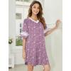 image:imageEkouaer Nightgowns for Women Cotton Night Gown Short Sleeve Sleepwear V Neck Color Block Sleep Shirts Ladies Night ShirtsCstars Purple
