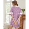 image:imageEkouaer Nightgowns for Women Cotton Night Gown Short Sleeve Sleepwear V Neck Color Block Sleep Shirts Ladies Night ShirtsCstars Purple