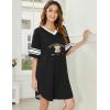 image:imageEkouaer Nightgowns for Women Cotton Night Gown Short Sleeve Sleepwear V Neck Color Block Sleep Shirts Ladies Night ShirtsCteddy Black