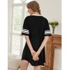 image:imageEkouaer Nightgowns for Women Cotton Night Gown Short Sleeve Sleepwear V Neck Color Block Sleep Shirts Ladies Night ShirtsCteddy Black