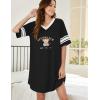 image:imageEkouaer Nightgowns for Women Cotton Night Gown Short Sleeve Sleepwear V Neck Color Block Sleep Shirts Ladies Night ShirtsCteddy Black