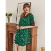 image:imageEkouaer Nightgowns for Women Cotton Night Gown Short Sleeve Sleepwear V Neck Color Block Sleep Shirts Ladies Night ShirtsZchristmas Green