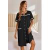 image:imageEkouaer Nightgowns for Women House Dress with Pockets Button Down Sleepshirt Short Sleeve Nightshirt HousecoatBlack