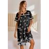 image:imageEkouaer Nightgowns for Women House Dress with Pockets Button Down Sleepshirt Short Sleeve Nightshirt HousecoatBlack Butterfly Flower