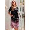 image:imageEkouaer Nightgowns for Women House Dress with Pockets Button Down Sleepshirt Short Sleeve Nightshirt HousecoatBlack Sakura