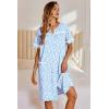 image:imageEkouaer Nightgowns for Women House Dress with Pockets Button Down Sleepshirt Short Sleeve Nightshirt HousecoatBlue Floral
