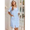 image:imageEkouaer Nightgowns for Women House Dress with Pockets Button Down Sleepshirt Short Sleeve Nightshirt HousecoatBlue Floral