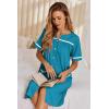 image:imageEkouaer Nightgowns for Women House Dress with Pockets Button Down Sleepshirt Short Sleeve Nightshirt HousecoatBlue Green