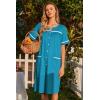 image:imageEkouaer Nightgowns for Women House Dress with Pockets Button Down Sleepshirt Short Sleeve Nightshirt HousecoatBlue Green
