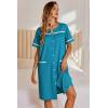 image:imageEkouaer Nightgowns for Women House Dress with Pockets Button Down Sleepshirt Short Sleeve Nightshirt HousecoatBlue Green