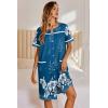 image:imageEkouaer Nightgowns for Women House Dress with Pockets Button Down Sleepshirt Short Sleeve Nightshirt HousecoatBlue Green Flower