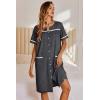 image:imageEkouaer Nightgowns for Women House Dress with Pockets Button Down Sleepshirt Short Sleeve Nightshirt HousecoatDark Grey