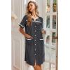 image:imageEkouaer Nightgowns for Women House Dress with Pockets Button Down Sleepshirt Short Sleeve Nightshirt HousecoatDark Grey