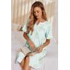 image:imageEkouaer Nightgowns for Women House Dress with Pockets Button Down Sleepshirt Short Sleeve Nightshirt HousecoatGreen Daisy