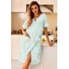 image:imageEkouaer Nightgowns for Women House Dress with Pockets Button Down Sleepshirt Short Sleeve Nightshirt HousecoatGreen Daisy