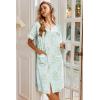 image:imageEkouaer Nightgowns for Women House Dress with Pockets Button Down Sleepshirt Short Sleeve Nightshirt HousecoatGreen Daisy