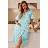 image:imageEkouaer Nightgowns for Women House Dress with Pockets Button Down Sleepshirt Short Sleeve Nightshirt HousecoatGreen Floral